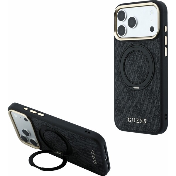 Guess-PU-4G-Ring-Stand-MagSafe-kryt-iPhone-18-Pro-cerny