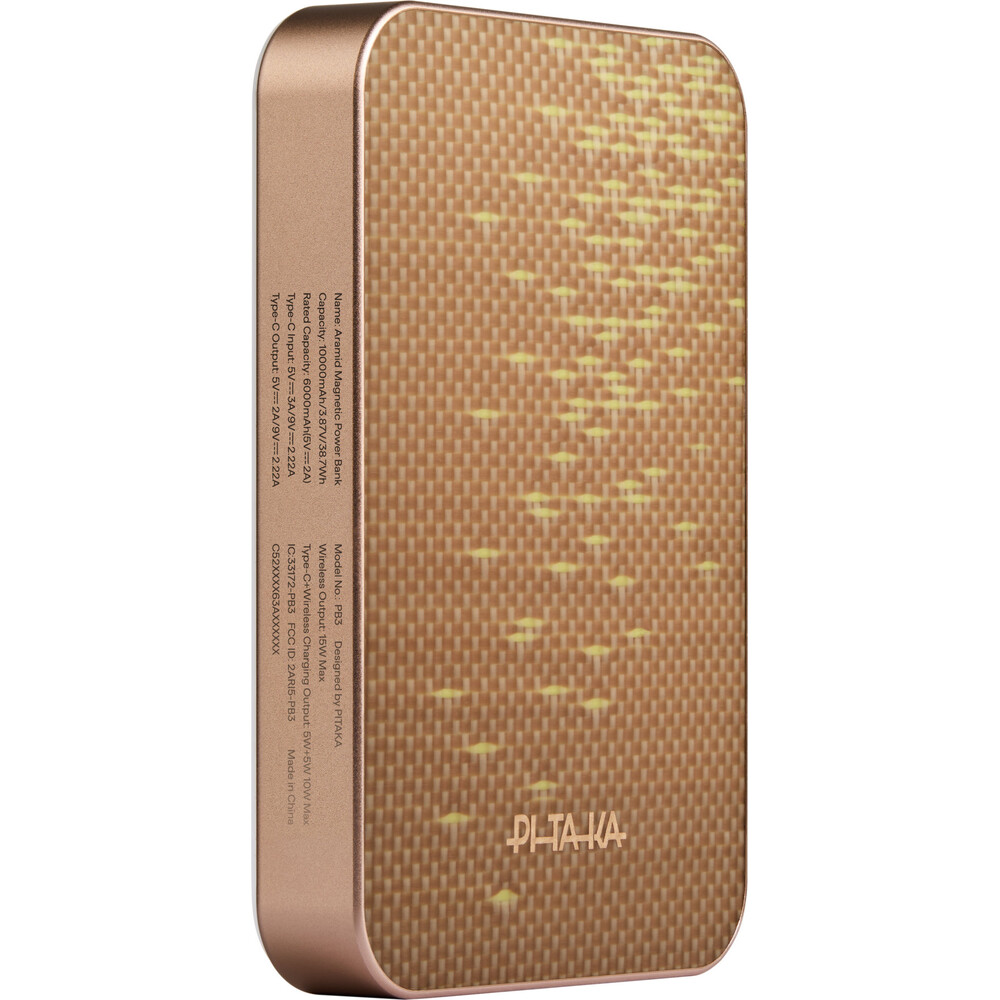 Pitaka-Powerbanka-15W-10000mAh-Qi2-MagSafe-Golden-Glint