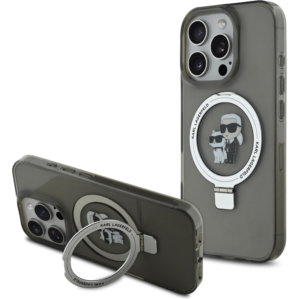 Karl-Lagerfeld-Ringstand-Karl-and-Choupette-MagSafe-kryt-pro-iPhone-16-Pro-Max-cerny