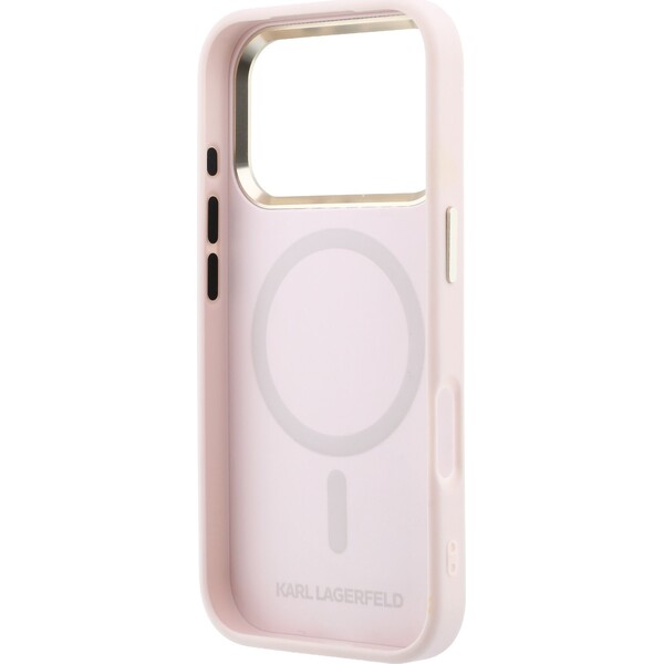 Karl-Lagerfeld-PU-Perforated-Gold-Dots-MagSafe-kryt-iPhone-17-Pro-ruzovy