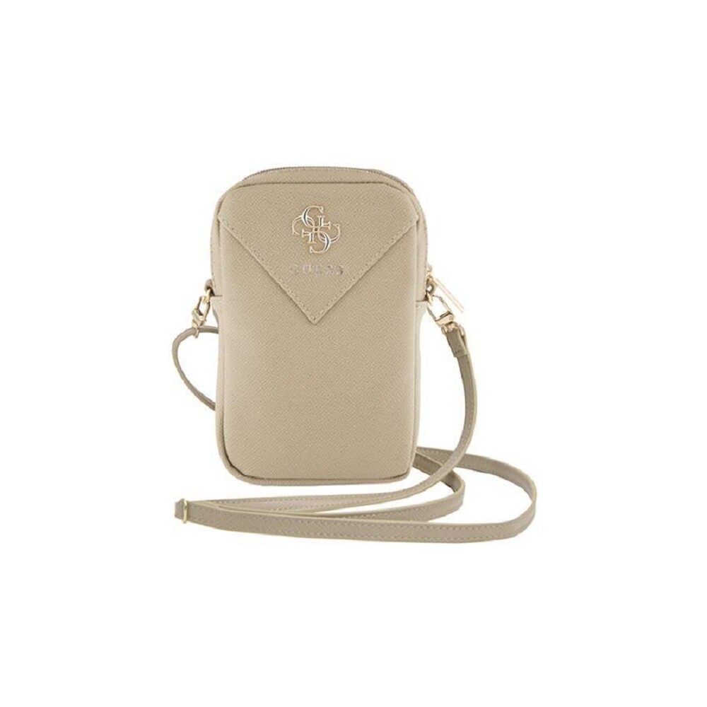Guess-PU-Grained-4G-Metal-Logo-taska-na-telefon-se-zipem-zlata