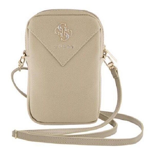 Guess-PU-Grained-4G-Metal-Logo-taska-na-telefon-se-zipem-zlata