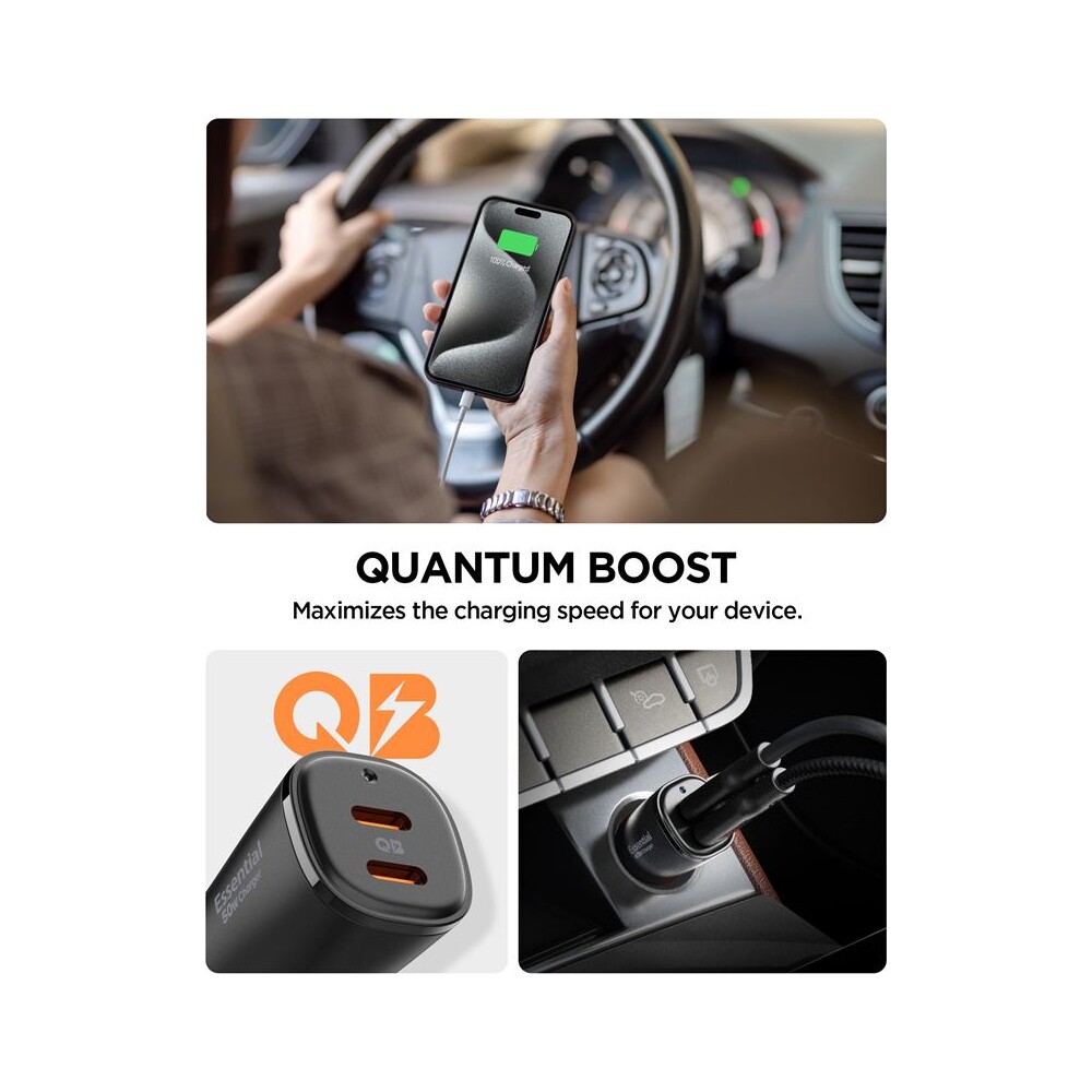 Spigen-Essential-50W-nabijecka-do-auta-cerna