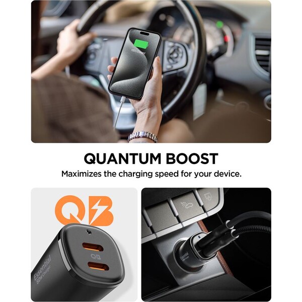 Spigen-Essential-50W-nabijecka-do-auta-cerna