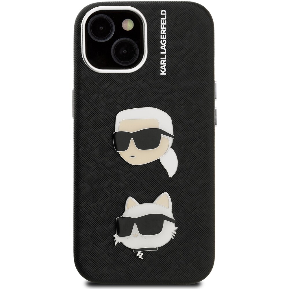 Karl-Lagerfeld-Grained-PU-K-CH-Heads-kryt-iPhone-15-cerny