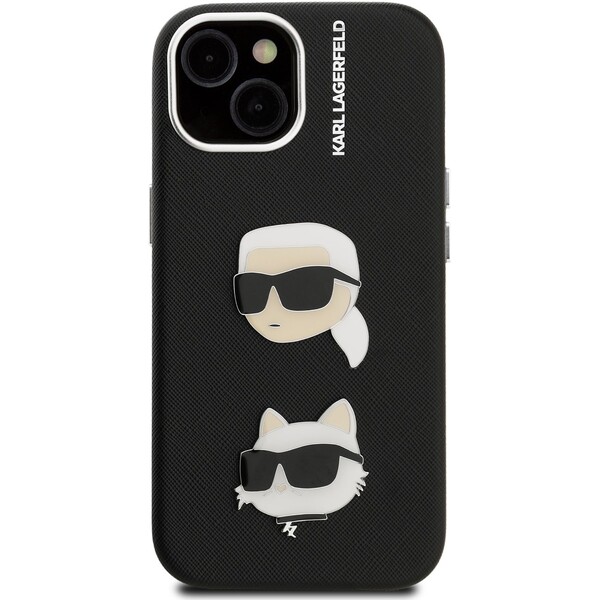Karl-Lagerfeld-Grained-PU-K-CH-Heads-kryt-iPhone-15-cerny