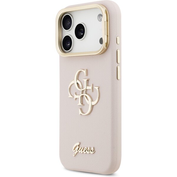 Guess-PU-Grained-4G-Logo-Stand-Camera-Frame-kryt-iPhone-17-Pro-ruzovy