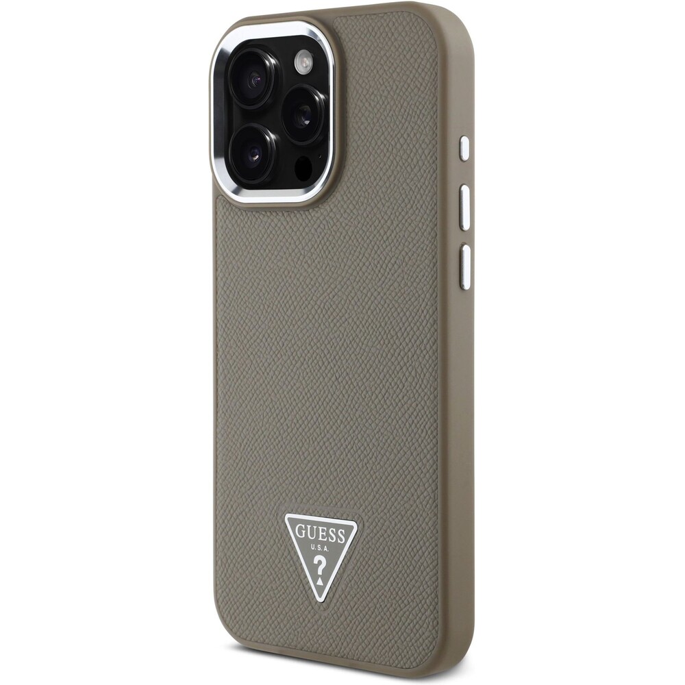 Guess-PU-Grained-Triangle-Logo-kryt-pro-iPhone-16-Pro-Max-hnedy