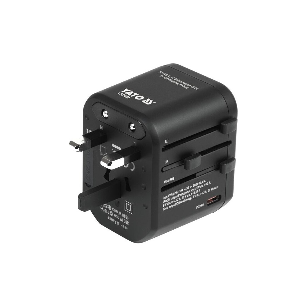 Vasco-Yato-univerzalni-cestovni-adapter-PD-USB-C-QC3-0-USB-A-
