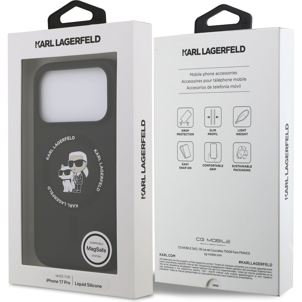 Karl-Lagerfeld-Liquid-Silicone-Karl-and-Choupette-MagSafe-kryt-iPhone-17-Pro-cerny