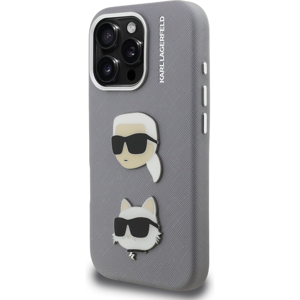 Karl-Lagerfeld-Grained-PU-K-CH-Heads-kryt-iPhone-16-Pro-Max-sedy