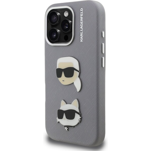 Karl-Lagerfeld-Grained-PU-K-CH-Heads-kryt-iPhone-16-Pro-Max-sedy