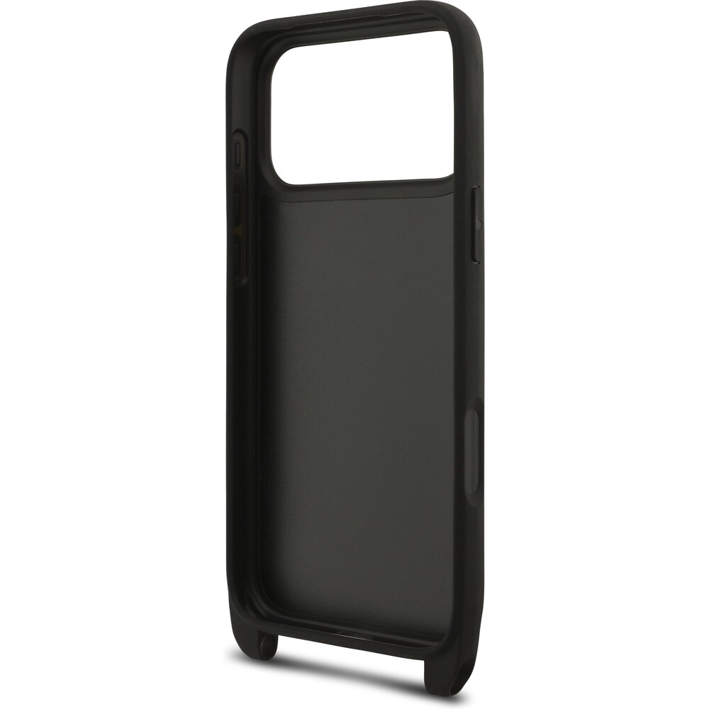 Karl-Lagerfeld-Saffiano-Crossbody-Popruh-Metal-Karl-and-Choupette-kryt-iPhone-17-Pro-cerny