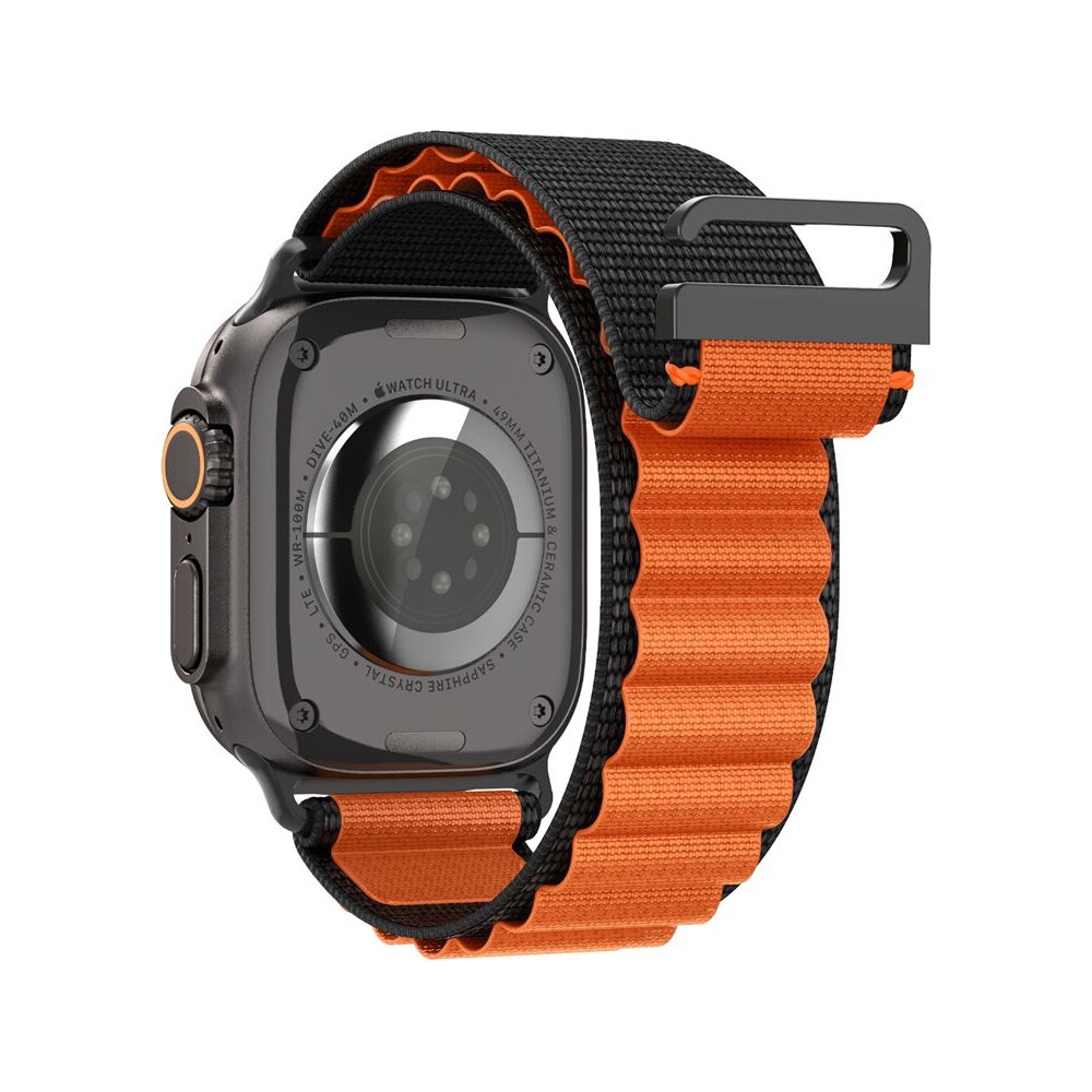 Spigen-Fabric-Band-hook-reminek-Apple-Watch-49-46-45-44mm-cerny-oranzovy