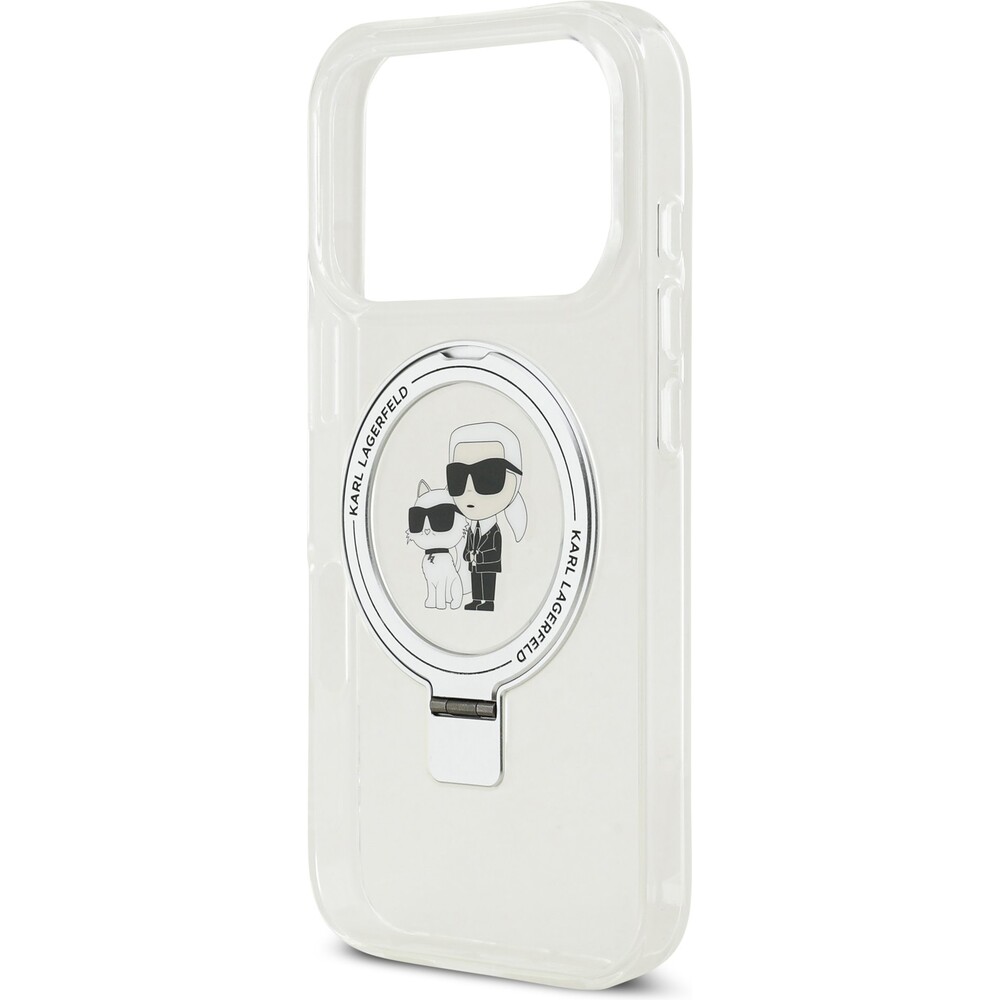 Karl-Lagerfeld-Ringstand-Karl-and-Choupette-MagSafe-kryt-iPhone-17-Pro-bily