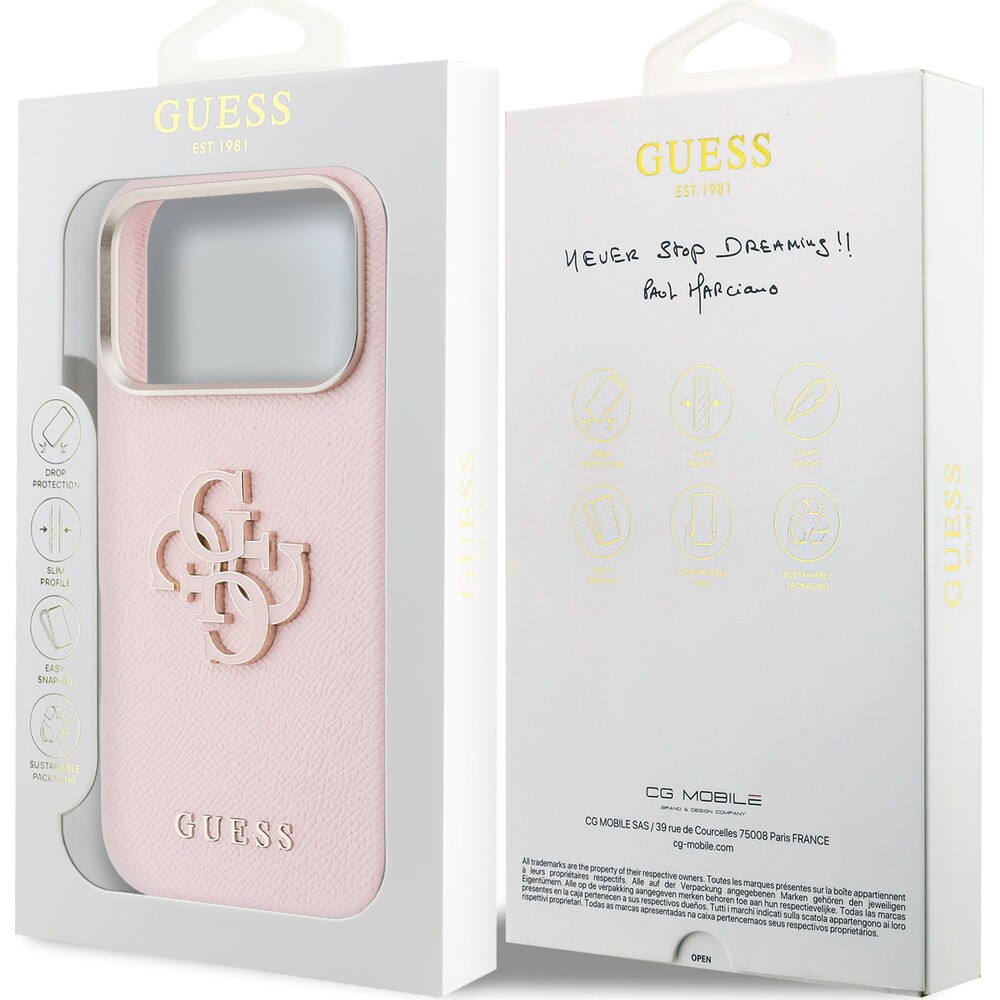 Guess-PU-Resin-Logo-kryt-iPhone-17-Pro-ruzovy