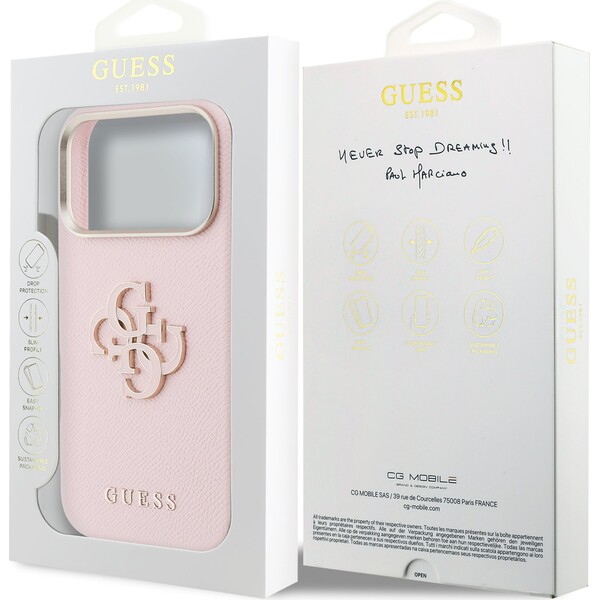 Guess-PU-Resin-Logo-kryt-iPhone-17-Pro-ruzovy