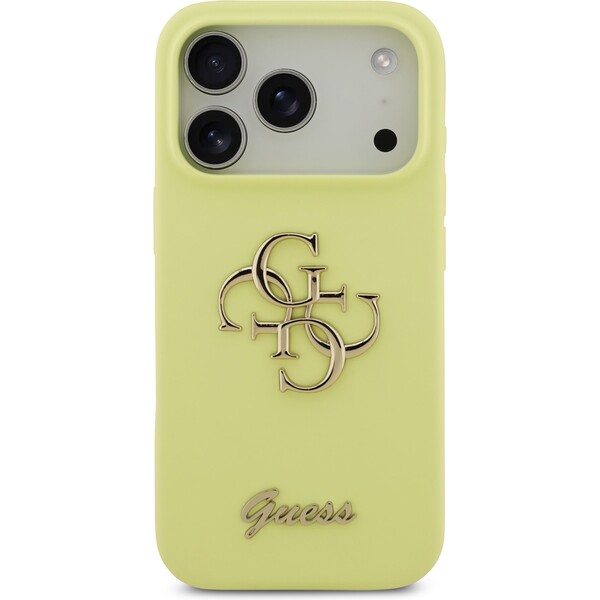 Guess-Liquid-Silicone-4G-Metal-Logo-kryt-iPhone-17-Pro-zluty