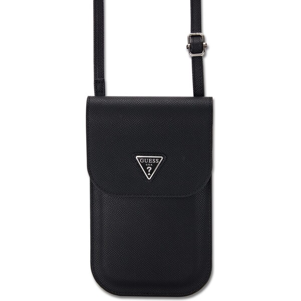 Guess-PU-Grained-Triangle-Logo-taska-na-telefon-cerna