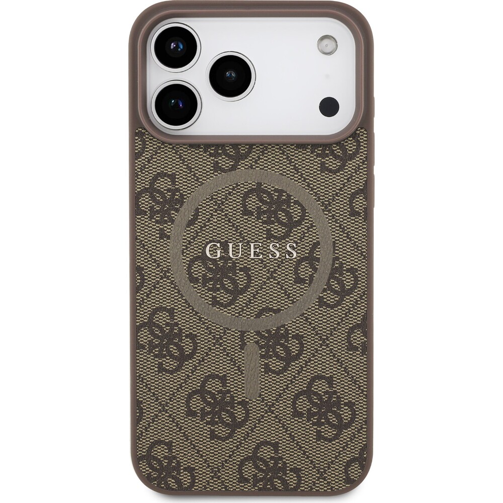 Guess-PU-Leather-4G-Colored-Ring-MagSafe-Zadni-Kryt-pro-iPhone-17-Pro-Max-hnedy