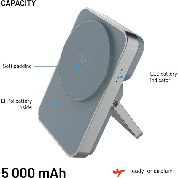 FIXED-MagZen-5-Stand-MagSafe-powerbanka-5000-mAh-se-stojankem-20W-seda