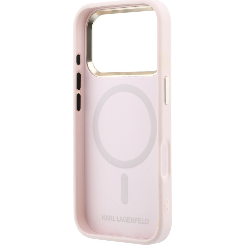 Karl-Lagerfeld-PU-Perforated-Gold-Dots-MagSafe-kryt-iPhone-17-Pro-Max-ruzovy