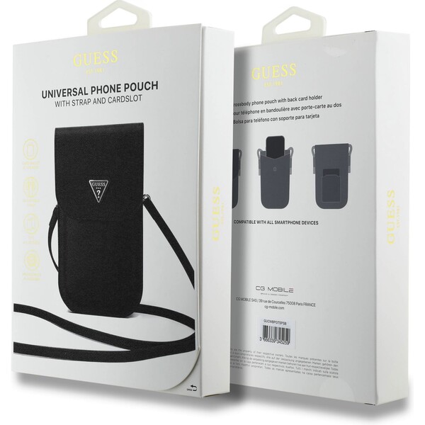 Guess-PU-Grained-Triangle-Logo-taska-na-telefon-cerna