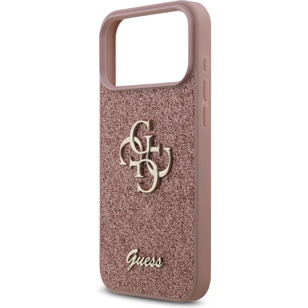 Guess-PU-Fixed-Glitter-4G-Metal-Logo-kryt-iPhone-17-Pro-Max-ruzovy