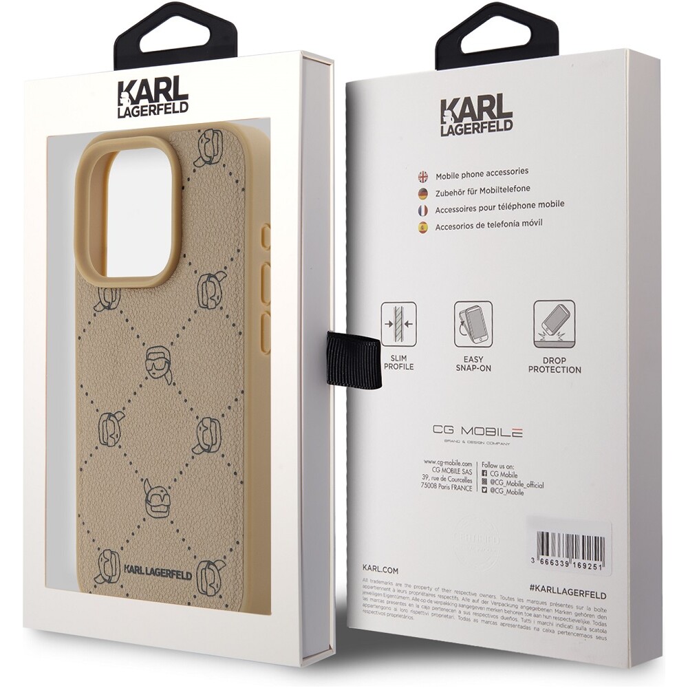 Karl-Lagerfeld-PU-Karl-Heads-Pattern-Magsafe-zadni-kryt-pro-iPhone-15-Pro-bezovy