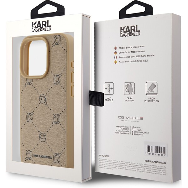 Karl-Lagerfeld-PU-Karl-Heads-Pattern-Magsafe-zadni-kryt-pro-iPhone-15-Pro-bezovy