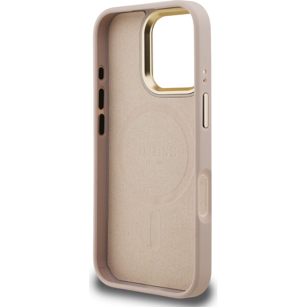 Guess-PU-4G-Strass-Triangle-Logo-Stand-Camera-Frame-MagSafe-kryt-iPhone-16-Pro-ruzovy