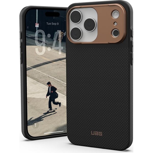 UAG-Fibr-Armr-MagSafe-kryt-iPhone-17-Pro-Max-kevlar-cerny-bronzovy