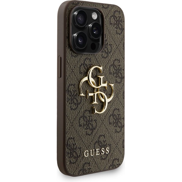 Guess-PU-4G-Metal-Logo-Strap-kryt-iPhone-15-Pro-hnedy