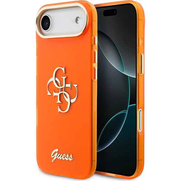 Guess-IML-4G-Script-Metal-Logo-kryt-iPhone-Air-oranzovy