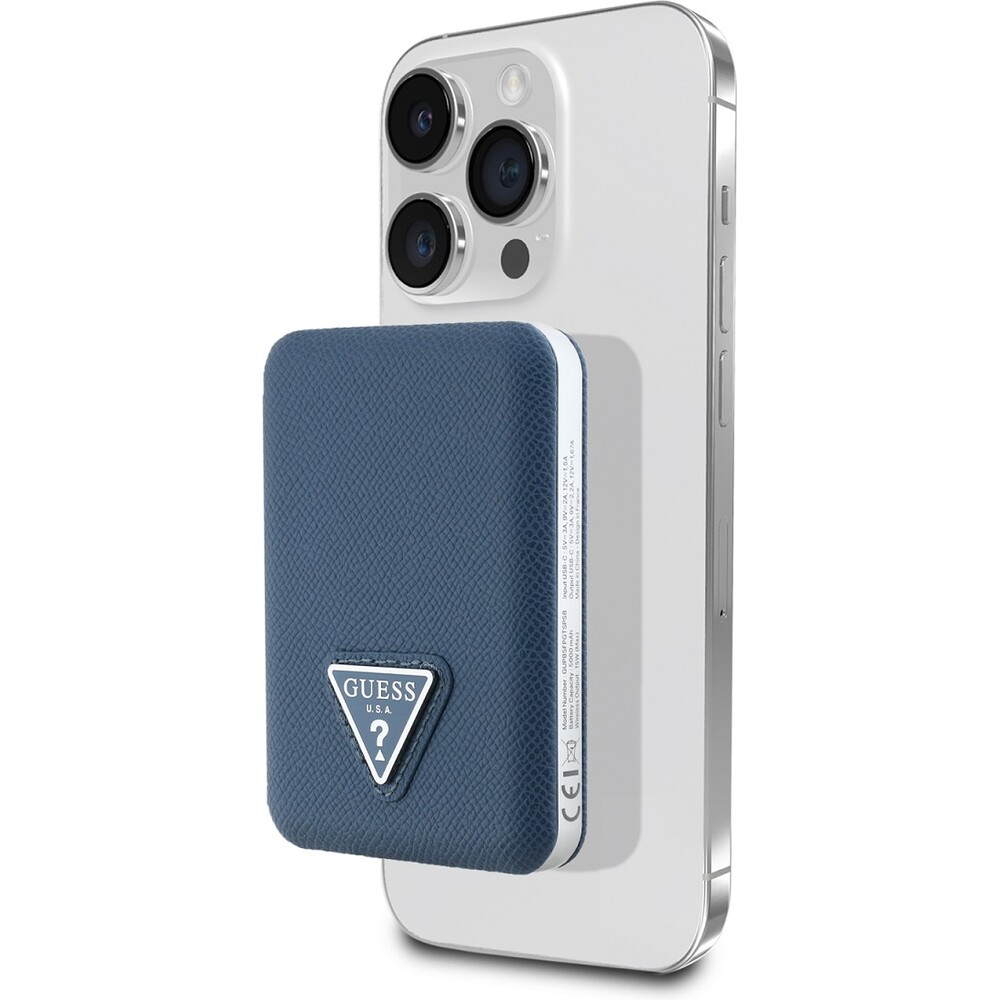 Guess-PU-Grained-Triangle-Logo-MagSafe-powerbanka-5000mAh-modra