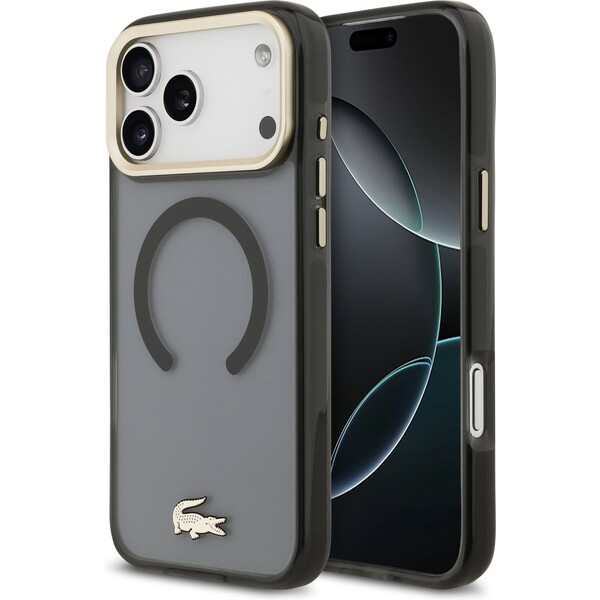 Lacoste-PC-TPU-Frosted-Finish-Gold-Logo-MagSafe-kryt-iPhone-17-Pro-Max-cerny
