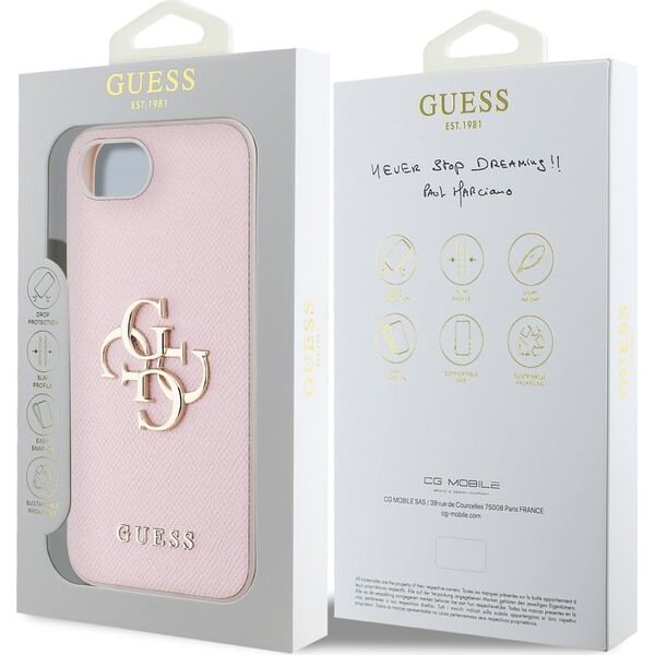 Guess-PU-Grained-4G-Metal-Logo-kryt-iPhone-17e-16e-ruzovy