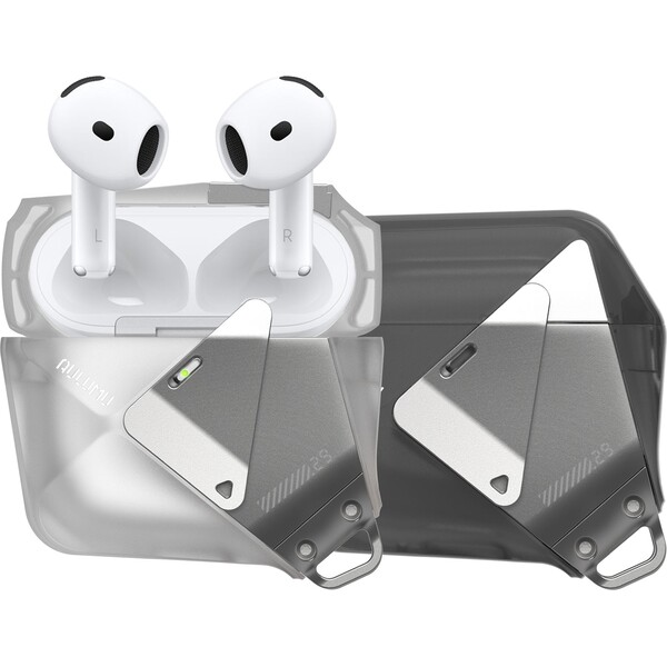 Aulumu-A29-Geometric-Case-pouzdro-AirPods-4-Translucent-Gray