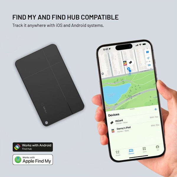 FIXED-MiCard-Pro-smart-lokator-s-Find-My-a-Find-Hub-cerny