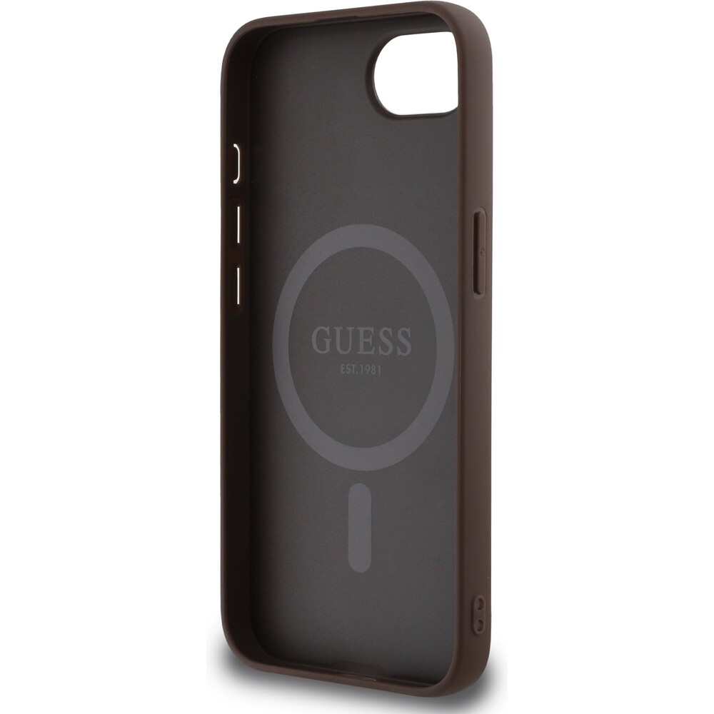 Guess-PU-4G-Peony-MagSafe-kryt-iPhone-17e-16e-hnedy