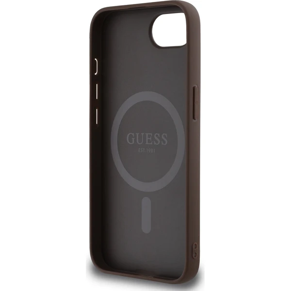 Guess-PU-4G-Peony-MagSafe-kryt-iPhone-17e-16e-hnedy