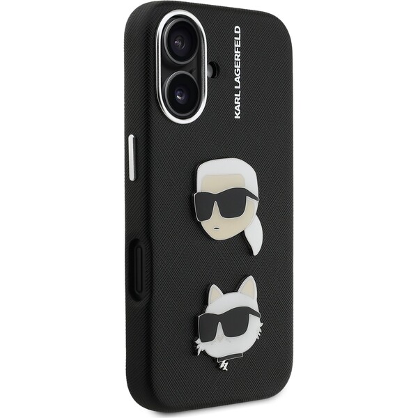 Karl-Lagerfeld-Grained-PU-K-CH-Heads-kryt-iPhone-16-cerny