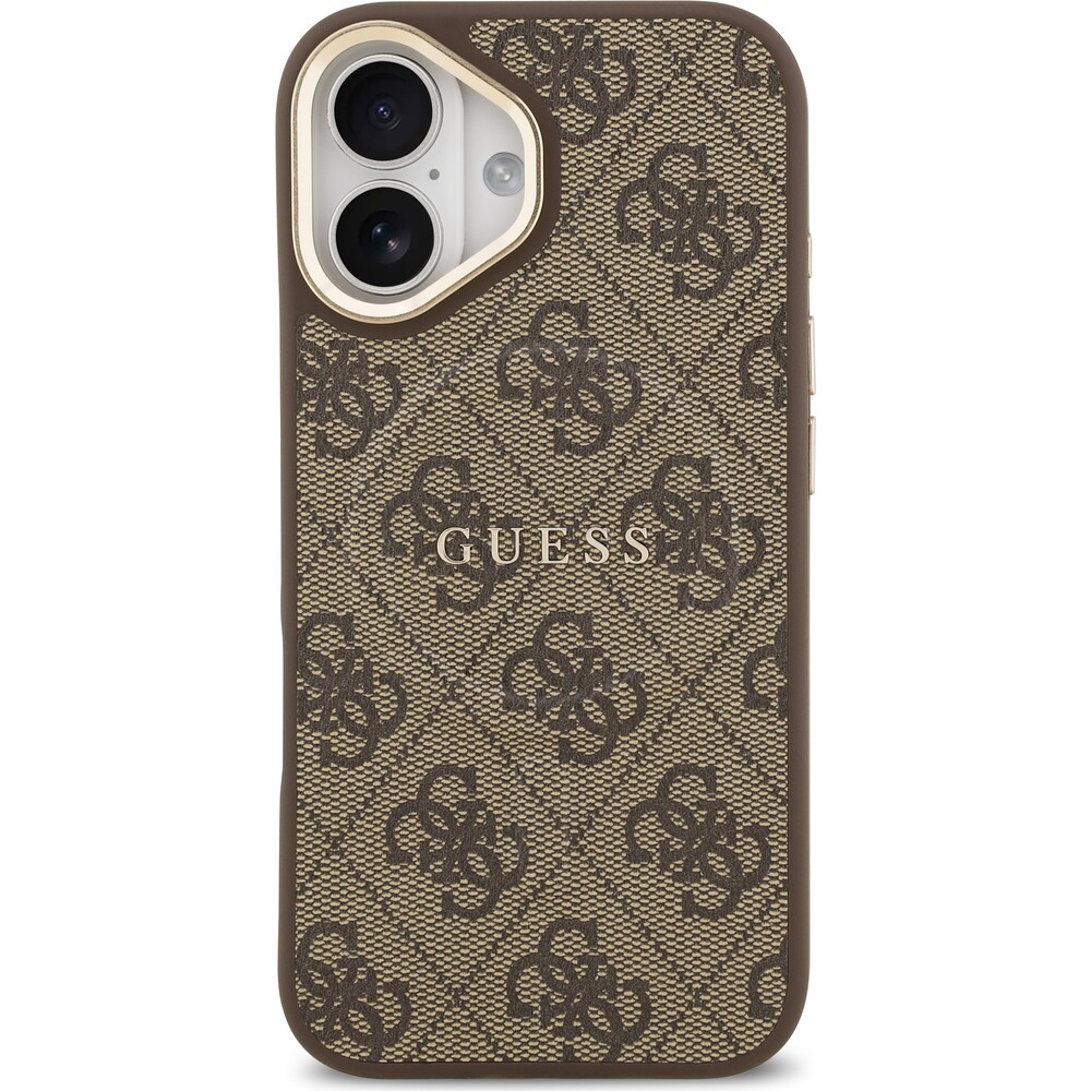 Guess-PU-Leather-4G-Gold-Frame-MagSafe-kryt-iPhone-17-hnedy
