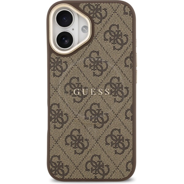 Guess-PU-Leather-4G-Gold-Frame-MagSafe-kryt-iPhone-17-hnedy