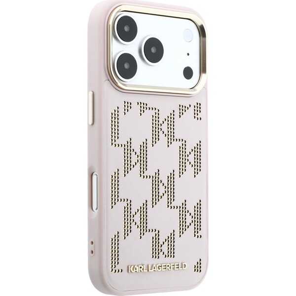 Karl-Lagerfeld-PU-Perforated-Monogram-MagSafe-kryt-iPhone-17-Pro-ruzovy