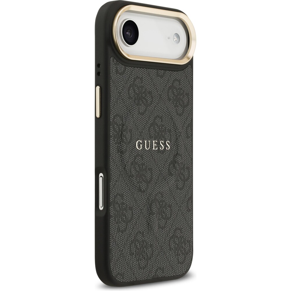 Guess-PU-Leather-4G-Gold-Frame-MagSafe-kryt-iPhone-Air-cerny