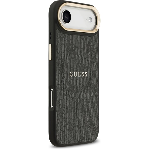 Guess-PU-Leather-4G-Gold-Frame-MagSafe-kryt-iPhone-Air-cerny