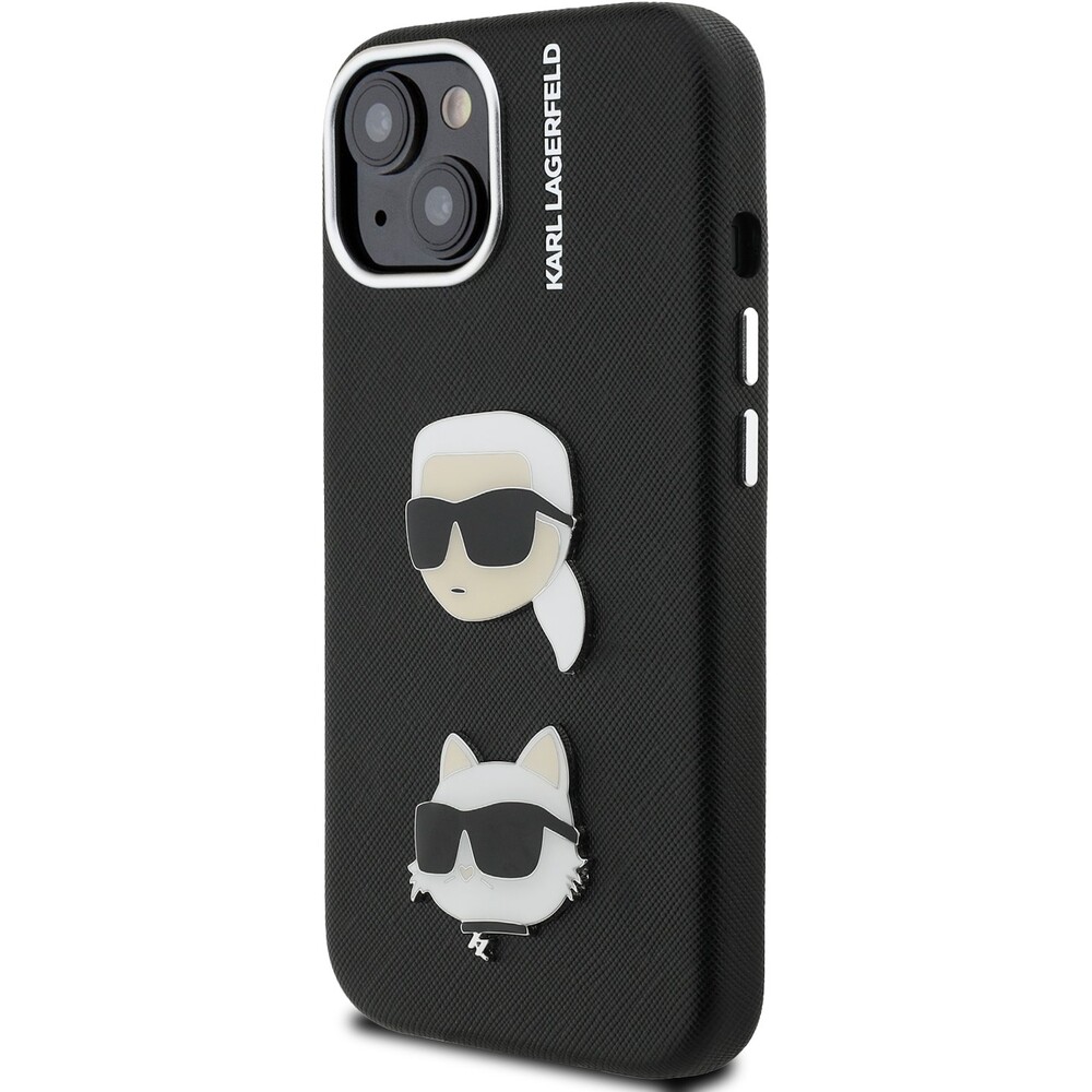 Karl-Lagerfeld-Grained-PU-K-CH-Heads-kryt-iPhone-15-cerny