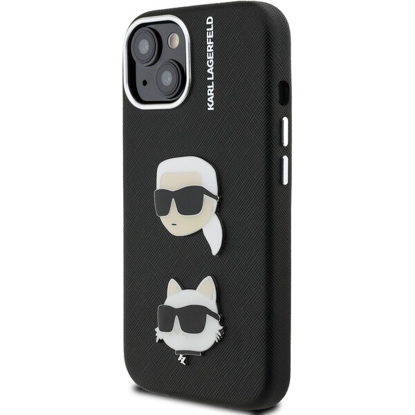 Karl-Lagerfeld-Grained-PU-K-CH-Heads-kryt-iPhone-15-cerny