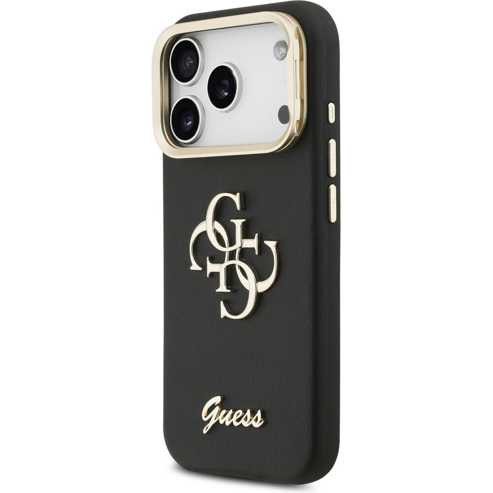 Guess-PU-Grained-4G-Logo-Stand-Camera-Frame-kryt-iPhone-17-Pro-cerny